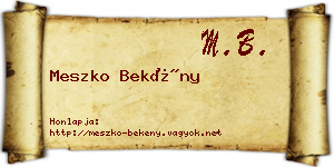 Meszko Bekény névjegykártya